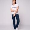 Femme Cocorico | T-Shirt Femme Col Vl'Original Bleu (Effet Velours)