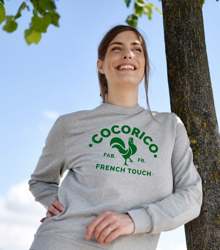 Femme Cocorico | Sweat Unisexele Coq Francais Vert (Effet Velours)