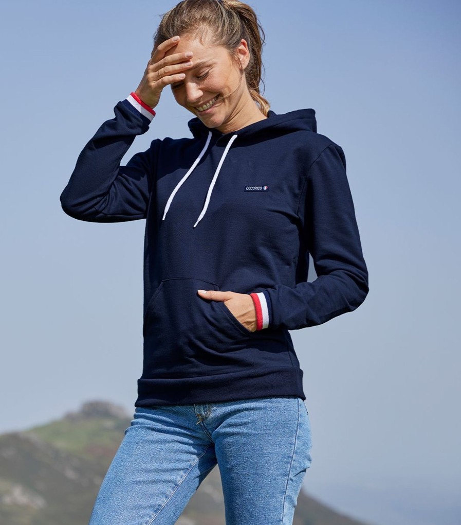 Femme Cocorico | Sweat A Capuche Unisexecollection Supporter Bleu Marine