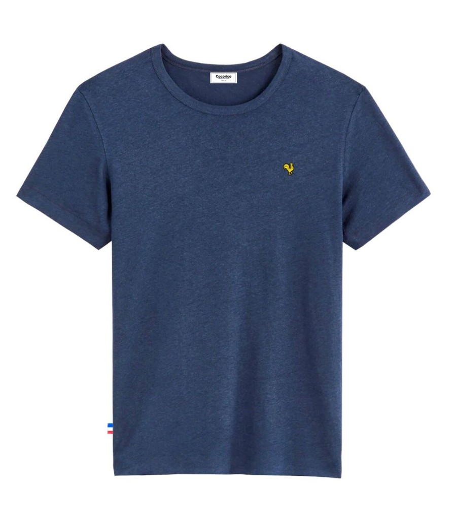 Homme Cocorico | T-Shirt Homme Lincoq Jaune (Brode) Bleu Chine