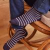 Homme Cocorico | Chaussetteschaussettes Rayees Blanches Bleu Marine