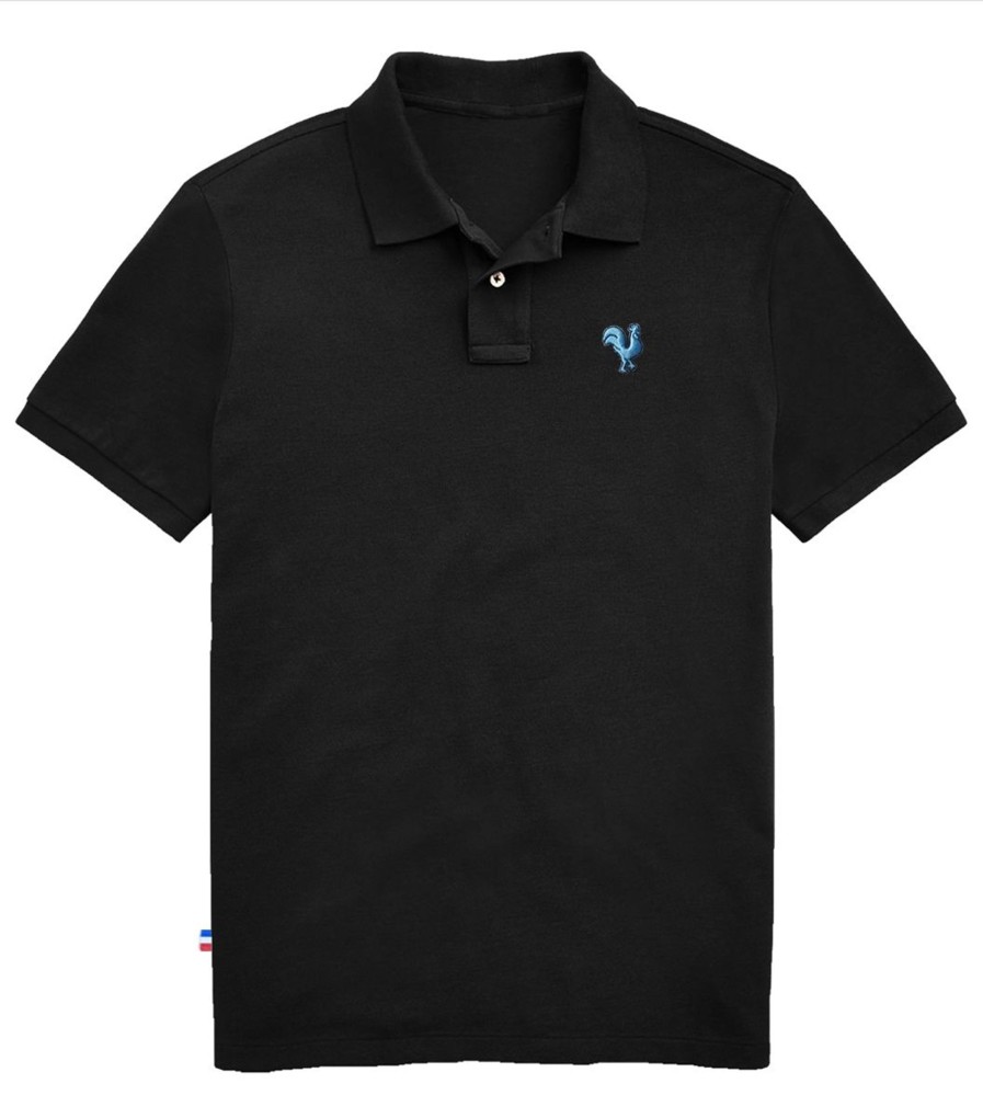 Homme Cocorico | Polo Hommecoq Bleu (Brode) Noir