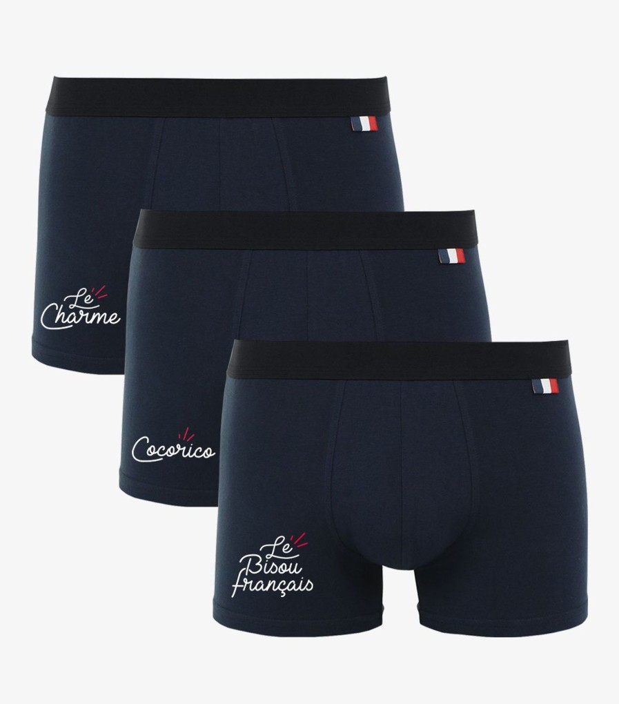 Homme Cocorico | Boxers (X3)Pack Bleu "Le Charme" Bleu Marine