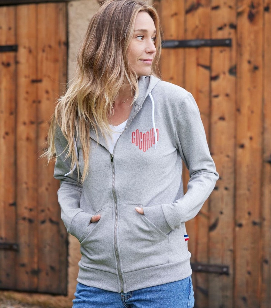 Femme Cocorico | Sweat Zippe Unisexecocorico Gris Chine