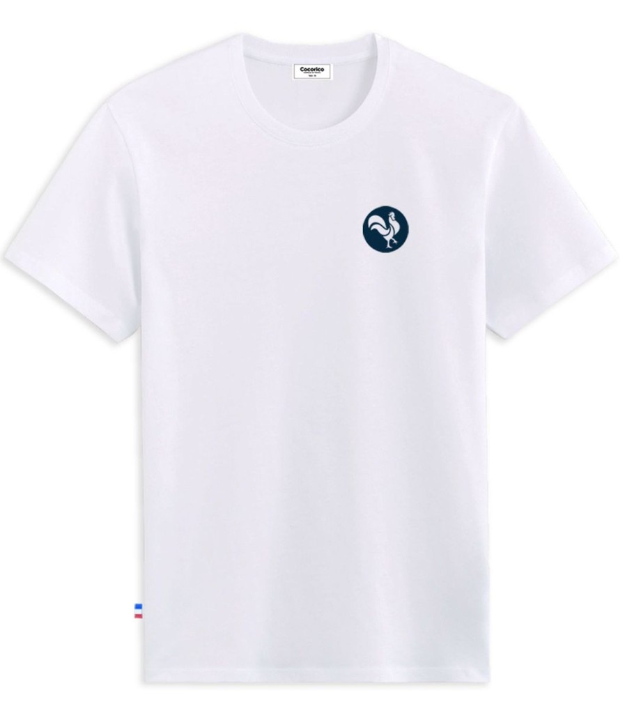 Homme Cocorico | T-Shirt Hommele Coq Coeur (Effet Velours) Blanc