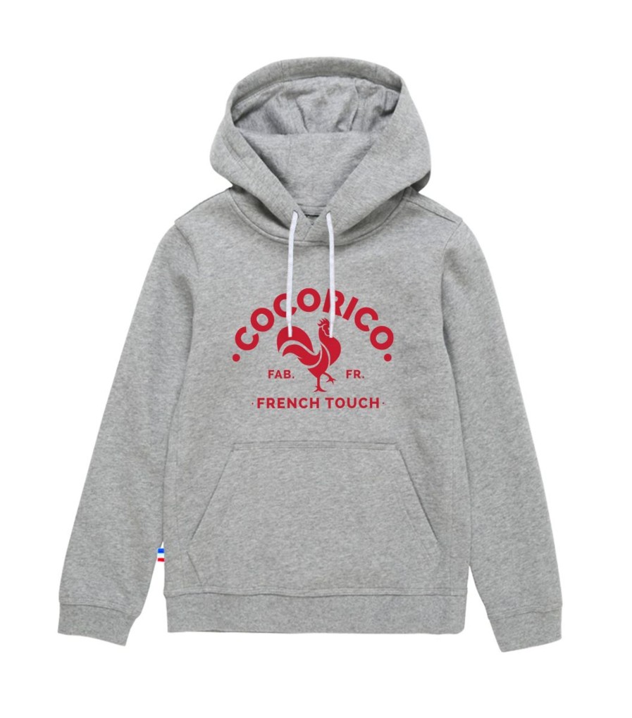 Femme Cocorico | Sweat A Capuche Unisexele Coq Francais Rouge (Effet Velours)