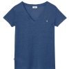 Femme Cocorico | T-Shirt Femme Lincoq Blanc (Brode) Bleu Chine