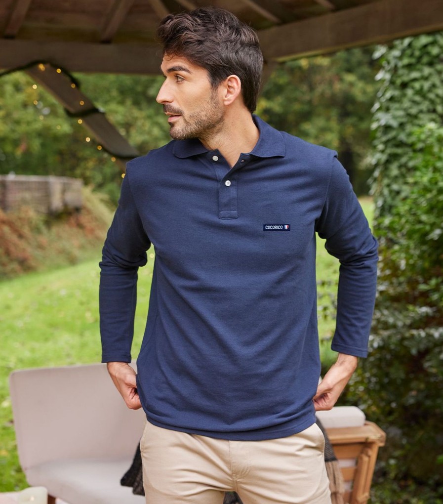 Homme Cocorico | Polo Manches Longuesles Essentiels Bleu Marine