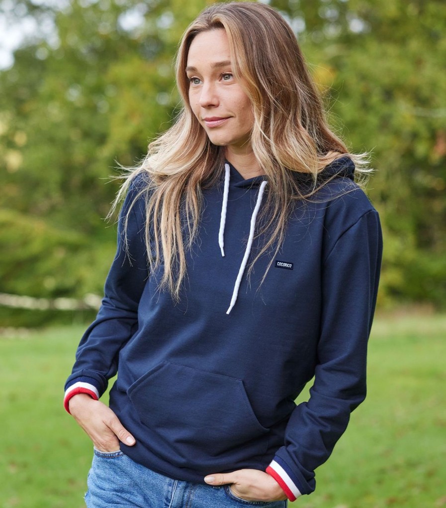 Femme Cocorico | Sweat A Capuche Unisexecollection Supporter Bleu Marine