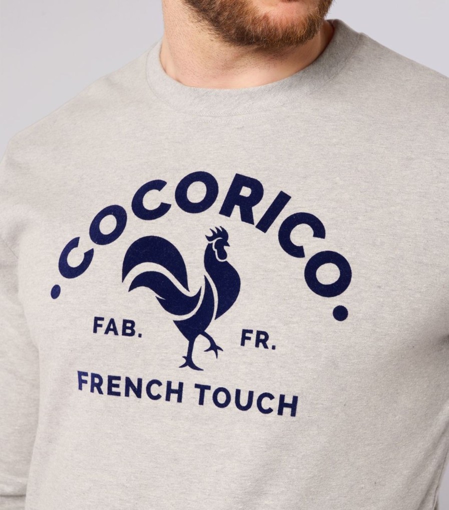 Homme Cocorico | Sweat Unisexele Coq Francais (Effet Velours) Gris