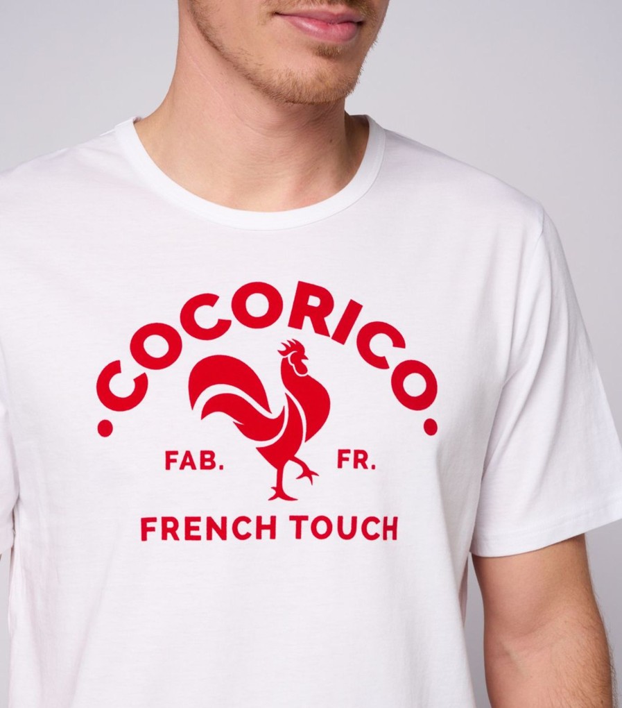 Homme Cocorico | T-Shirt Hommele Coq Francais Rouge (Effet Velours)