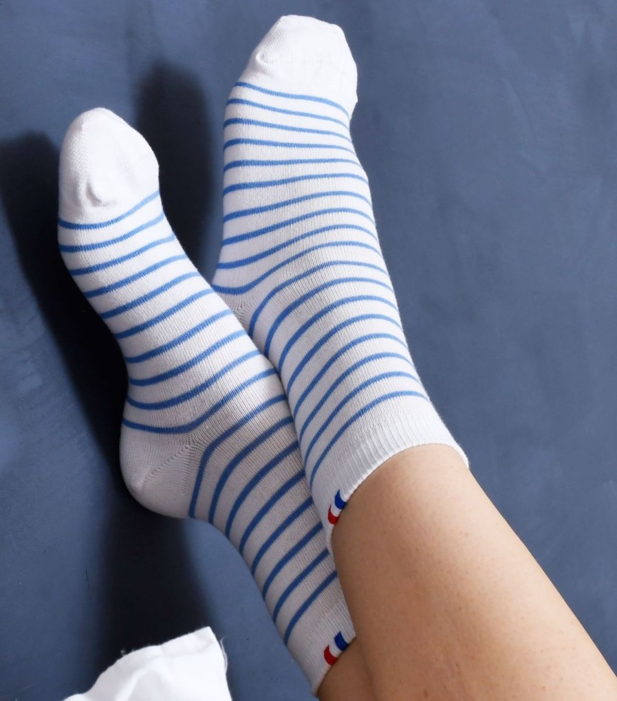 Femme Cocorico | Chaussettes Femmechaussettes Marinieres Bleues Femme Mariniere Bleu