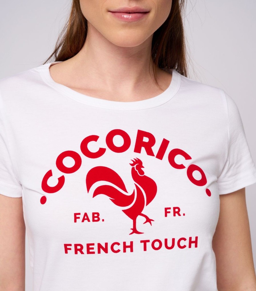 Femme Cocorico | T-Shirt Femmele Coq Francais Rouge (Effet Velours)