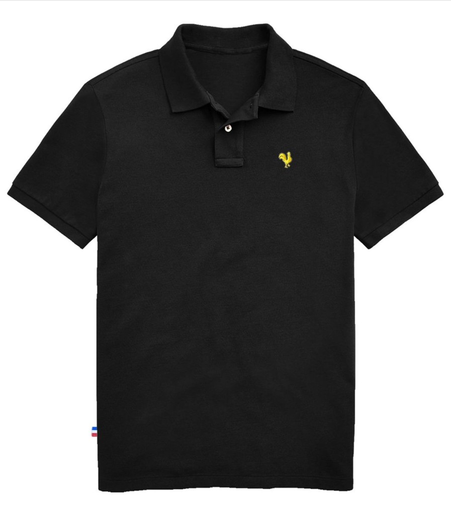 Homme Cocorico | Polo Hommecoq Jaune (Brode) Noir