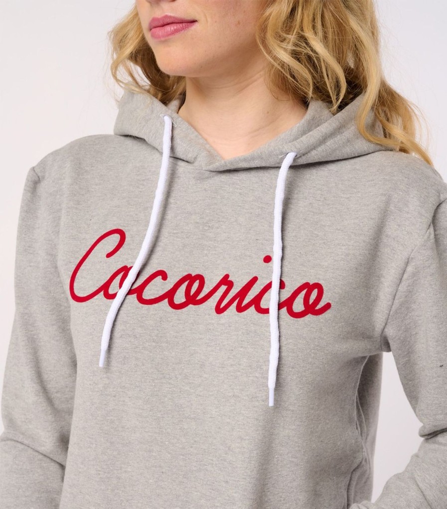 Femme Cocorico | Sweat A Capuche Unisexel'Original Rouge (Effet Velours)