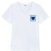 Femme Cocorico | T-Shirt Femme Col Vcocorico Blanc